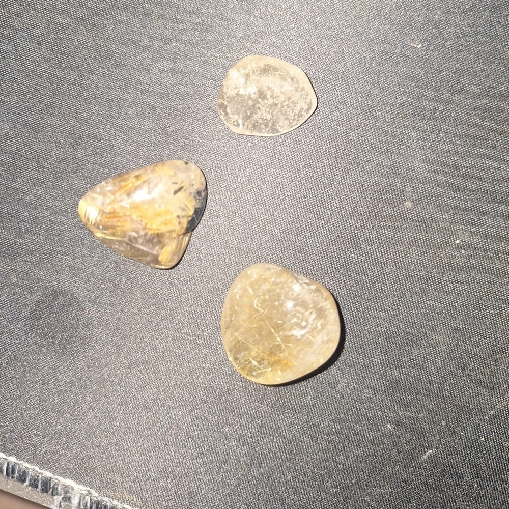 3 Mini Rutilated Quartz Tumbles - Picture 4 of 12